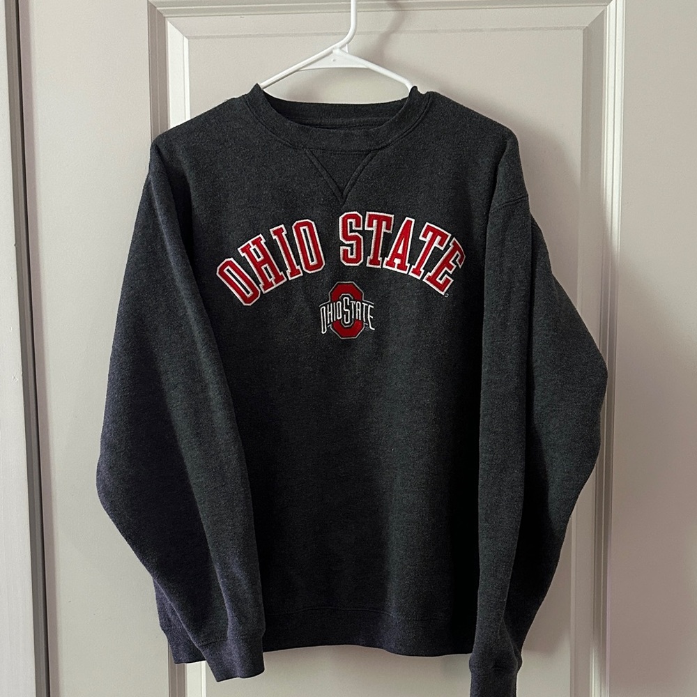 J. America Ohio State Men's Charcoal Crewneck Sweater